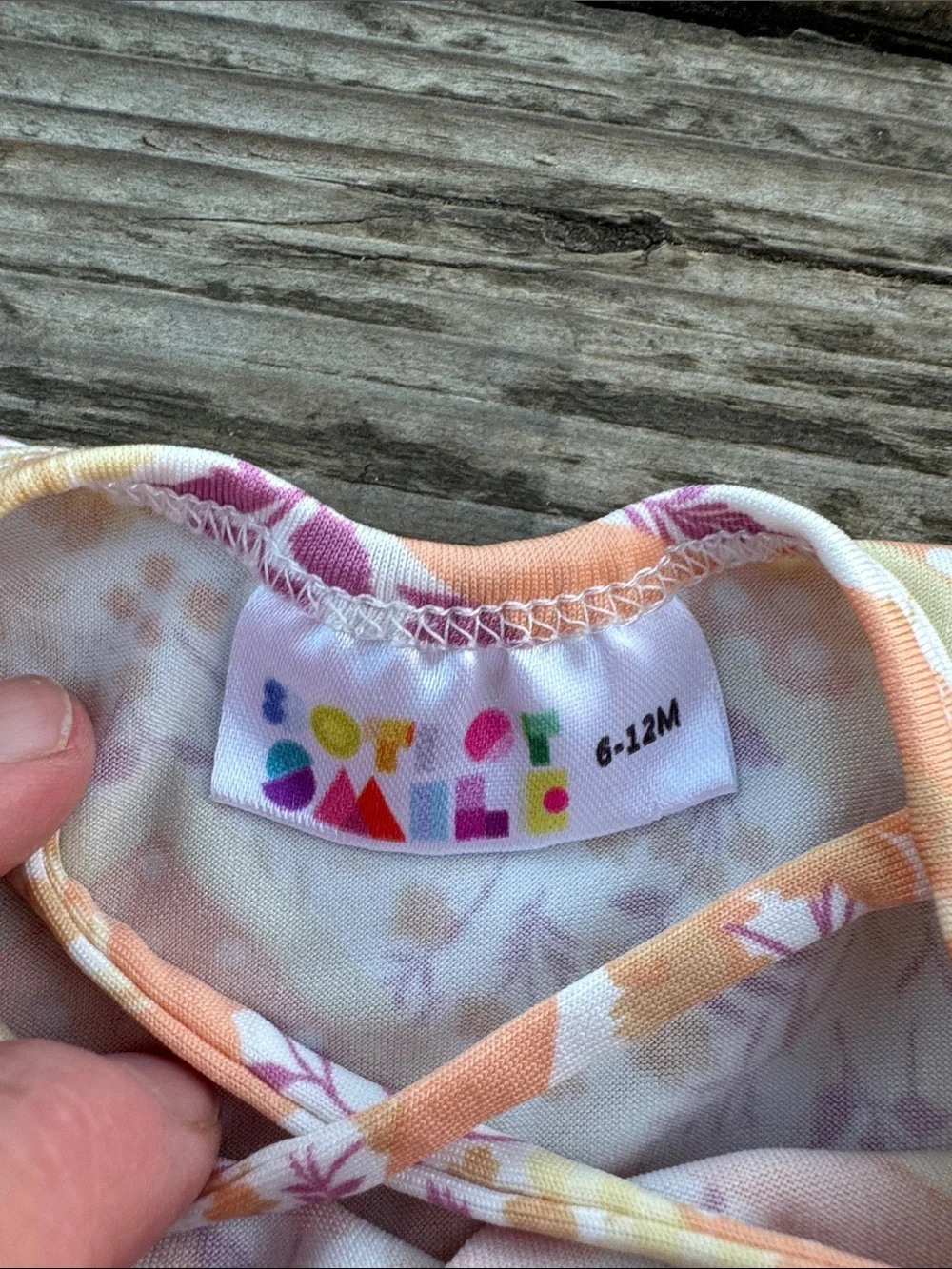 Dot Dot Smile Peach, Cream & Lavender Floral Chevron Girls' Dress size 6-12M